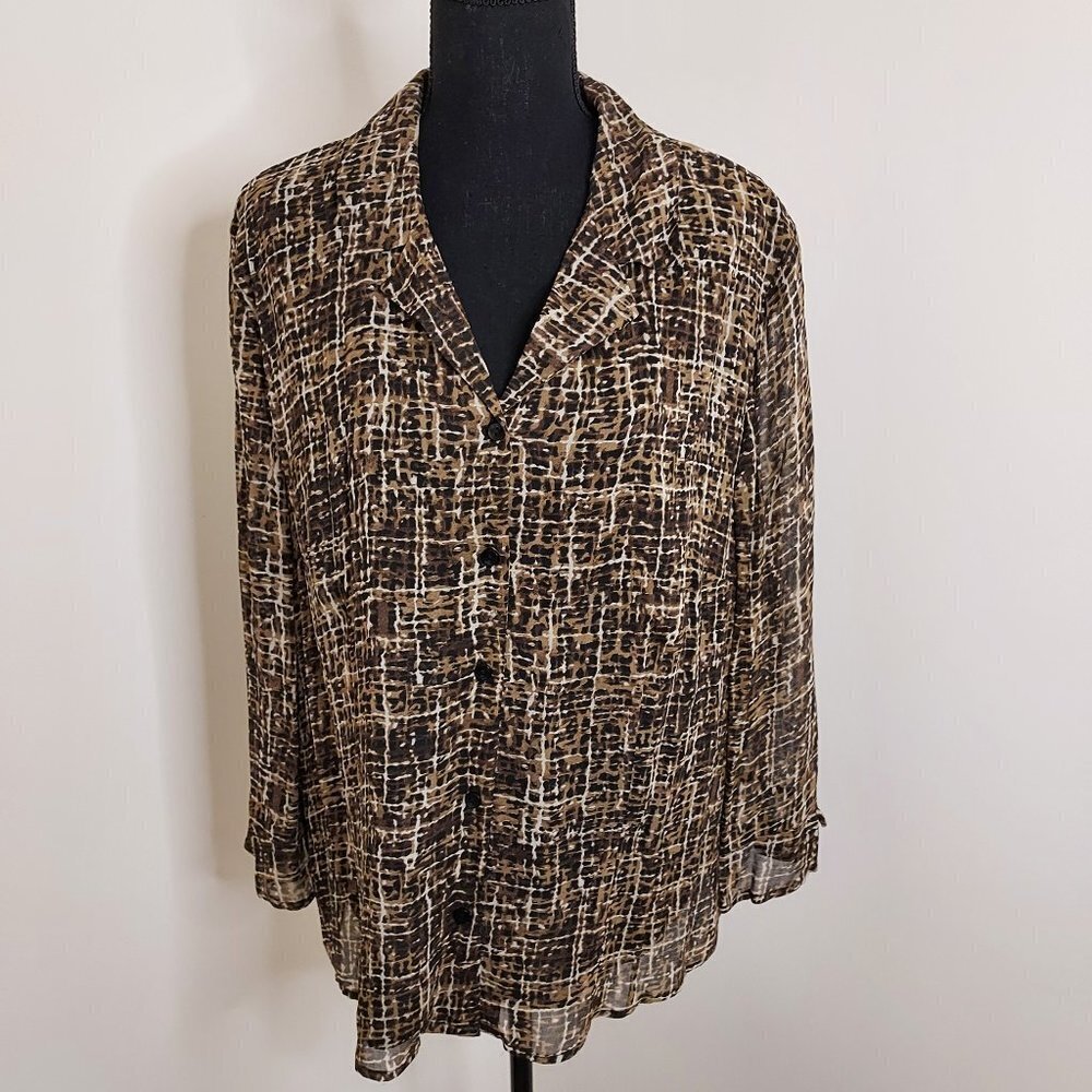 Jm Collection Size 18 Button Down Long Sleeve Blo… - image 1